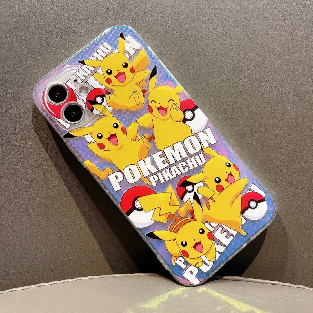 Pikachu, full screen transparent dazzling color phone case lens all-inclusive L