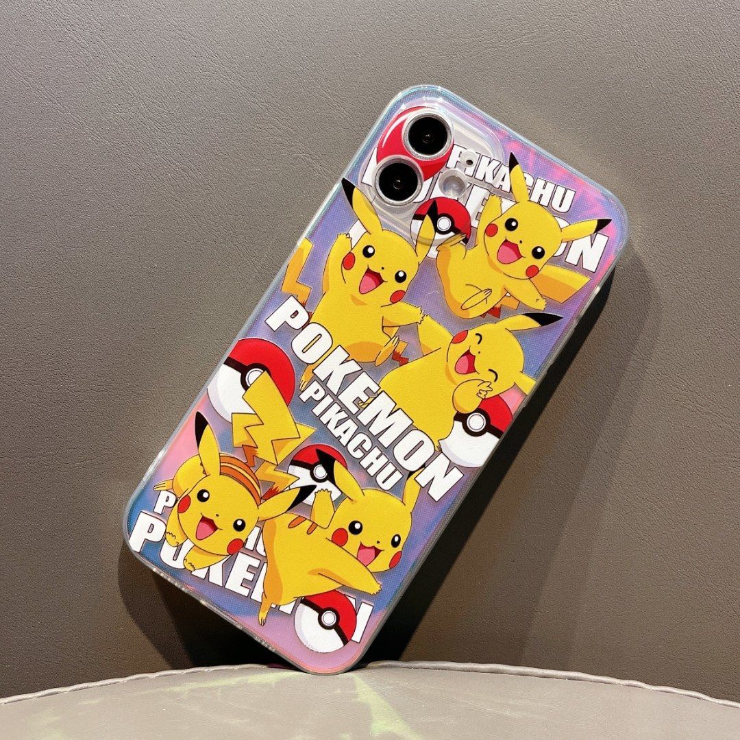 Pikachu, full screen transparent dazzling color phone case lens all-inclusive L