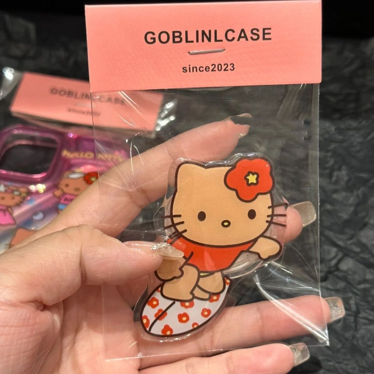 Tanning surfing Hello Kitty stand Apple 14/13promax mobile phone case 12/11pro anti-fall xr/xs soft 7/8p