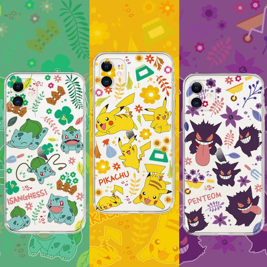 Pikachu Gengar Venusaur iPhone14 Apple 12/13promax phone case 11 Elf Baby xr transparent anti-fall 8p