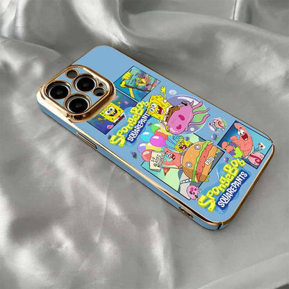 Electroplated Film Sponge Bob Apple 14 Phone Case Suitable for 12 iPhone 13 pro/11/8plus All Inclusive