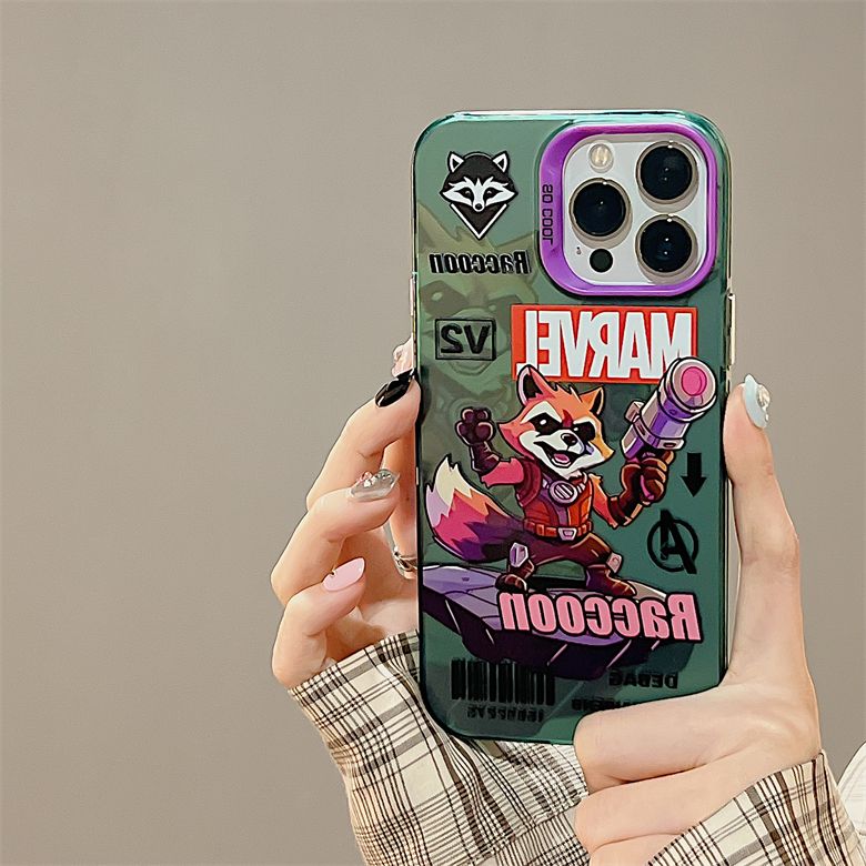 Groot and Rocket Double Silver Apple 13/14 Promax Phone Case iPhone 11/14