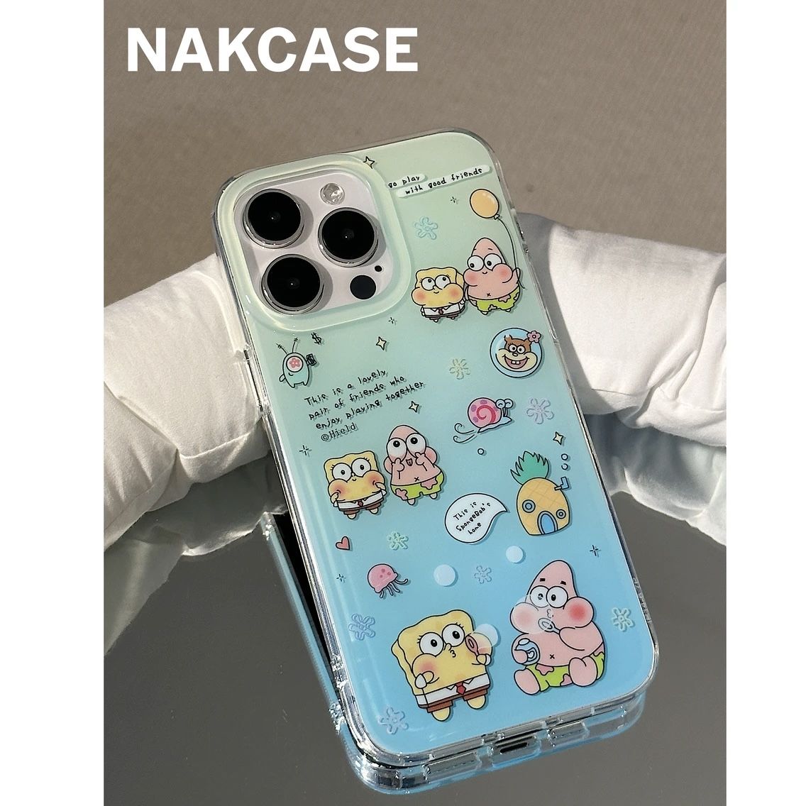 Cartoon Cute Sponge SpongeBob and Patrick Star Double Layer Suitable Apple 14promax/iPhone13/12 Phone Case