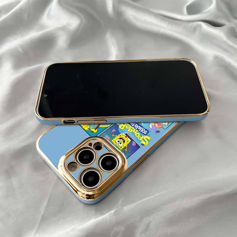 Electroplated Film Sponge Bob Apple 14 Phone Case Suitable for 12 iPhone 13 pro/11/8plus All Inclusive