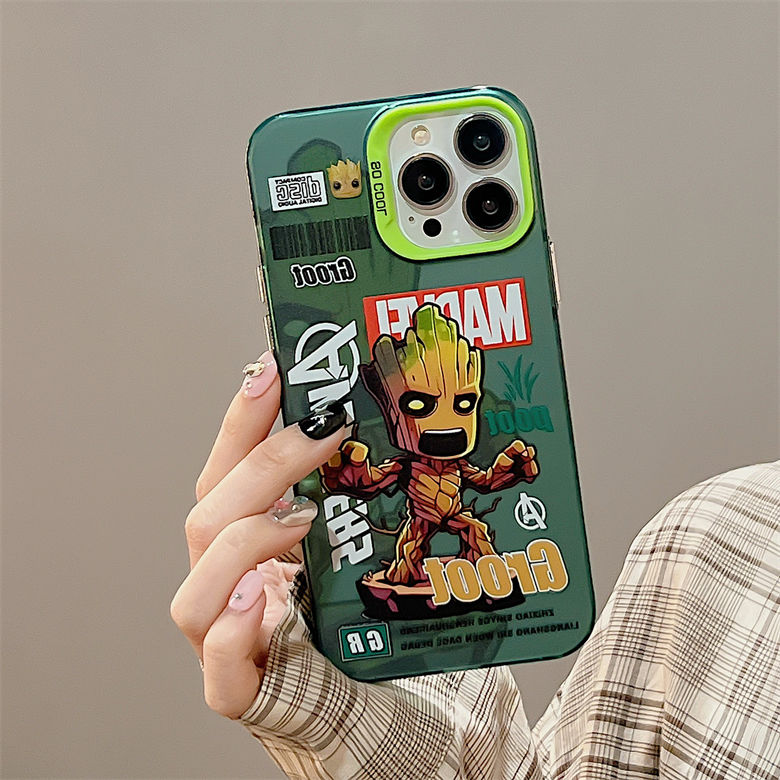 Groot and Rocket Double Silver Apple 13/14 Promax Phone Case iPhone 11/14