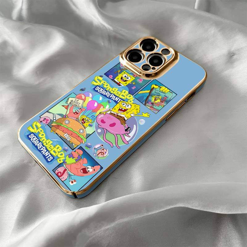 Electroplated Film Sponge Bob Apple 14 Phone Case Suitable for 12 iPhone 13 pro/11/8plus All Inclusive