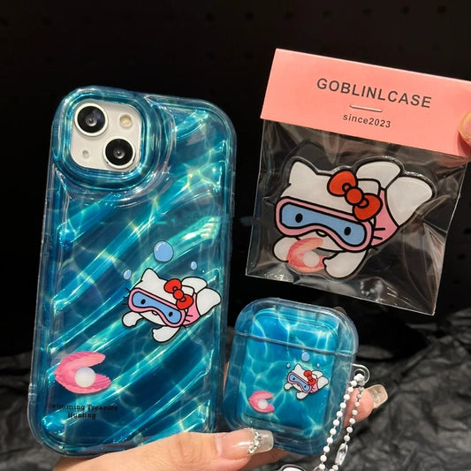 Diving Hello Kitty iPhone 14 Phone Case 13 Suitable 12 Apple 11 Straight Edge XL Soft Case
